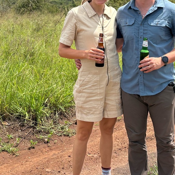 Everlane Denim Khaki Short Coverall Romper Full Zip - Picture 8 of 11